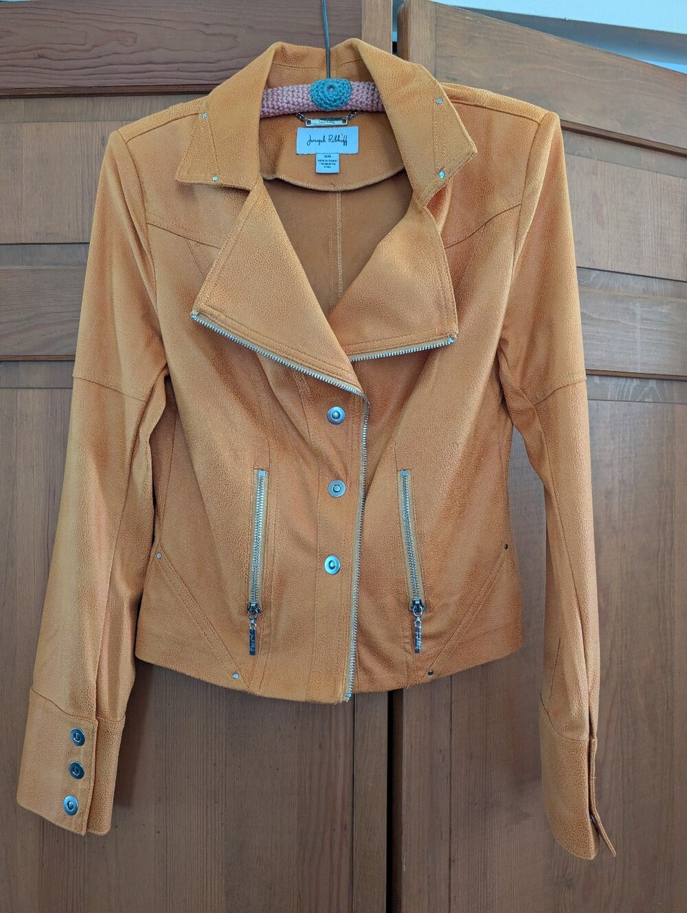 Joseph Ribkoff Suede-Look Mustard Moto Jacket